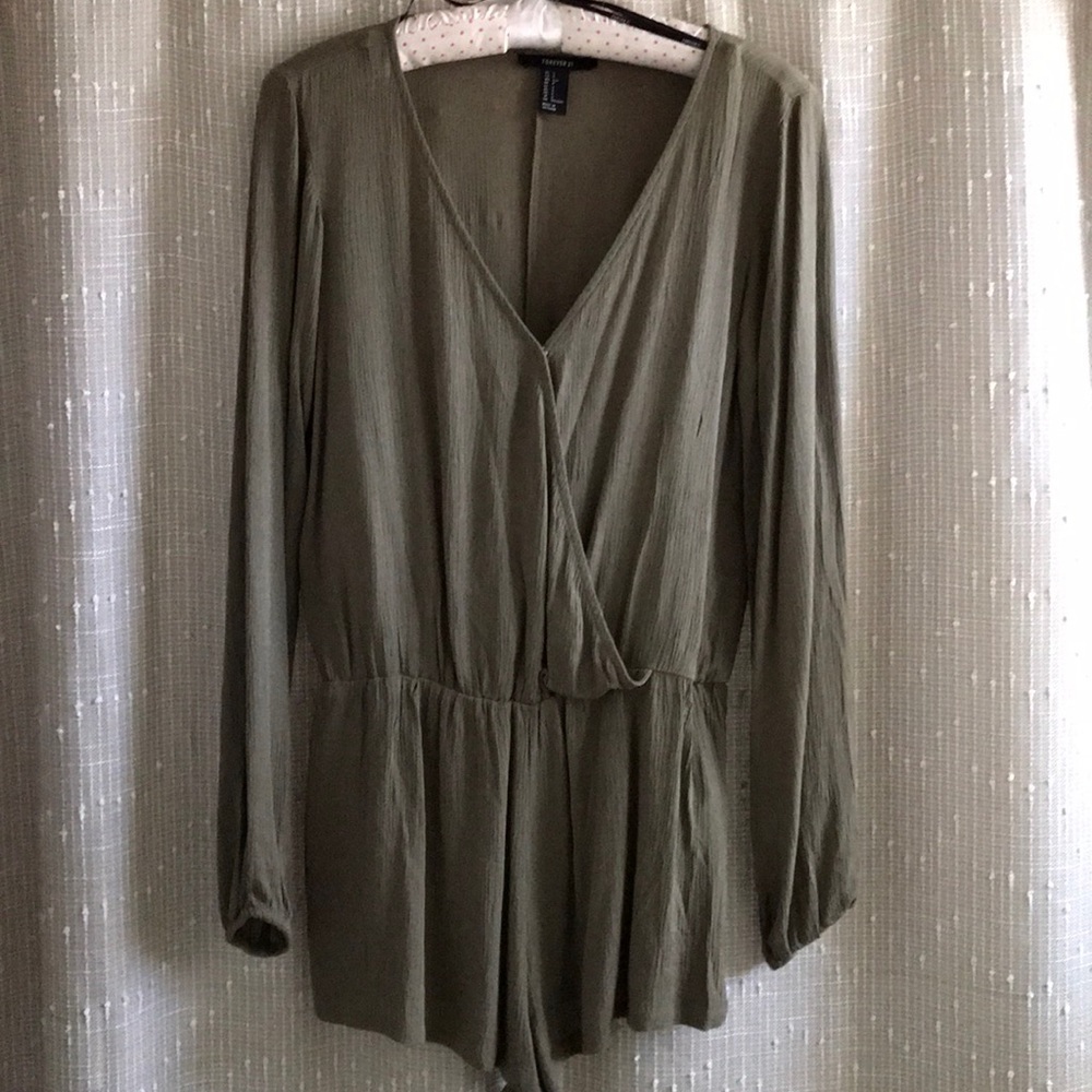 Olive Green Long Sleeve Romper